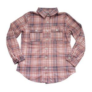 Women's Rust Navy and Cream Plaid Shacket/Flannel with Pockets Size Small